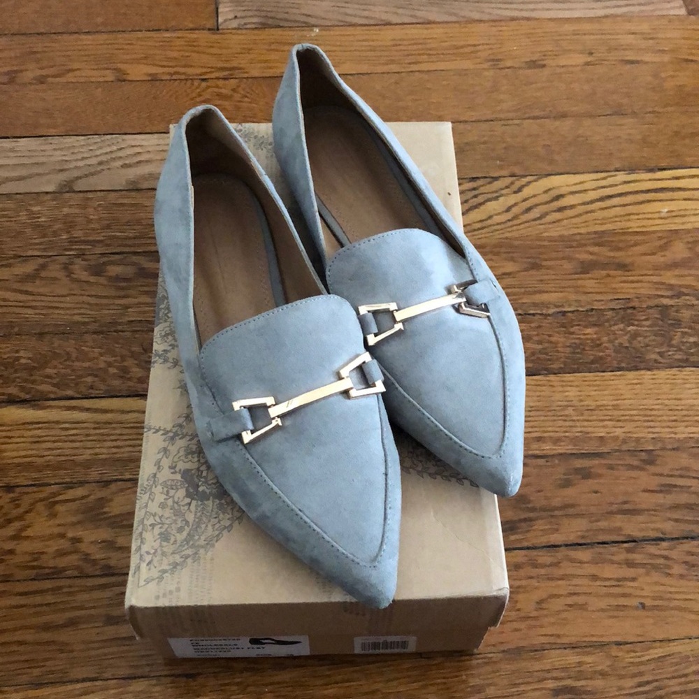 ASOS grey loafers with metal buckle detail